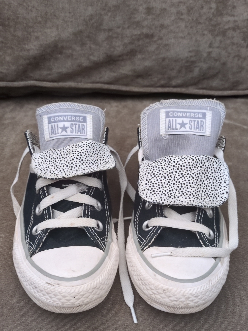 Converse All Star Kids Black Low Top Sneakers with Speckled Tongue